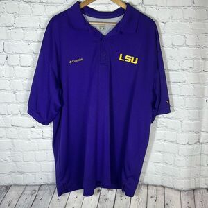 LSU Tigers Columbia PFG Purple Polo Shirt Mens XL Omni Shade SNAGS